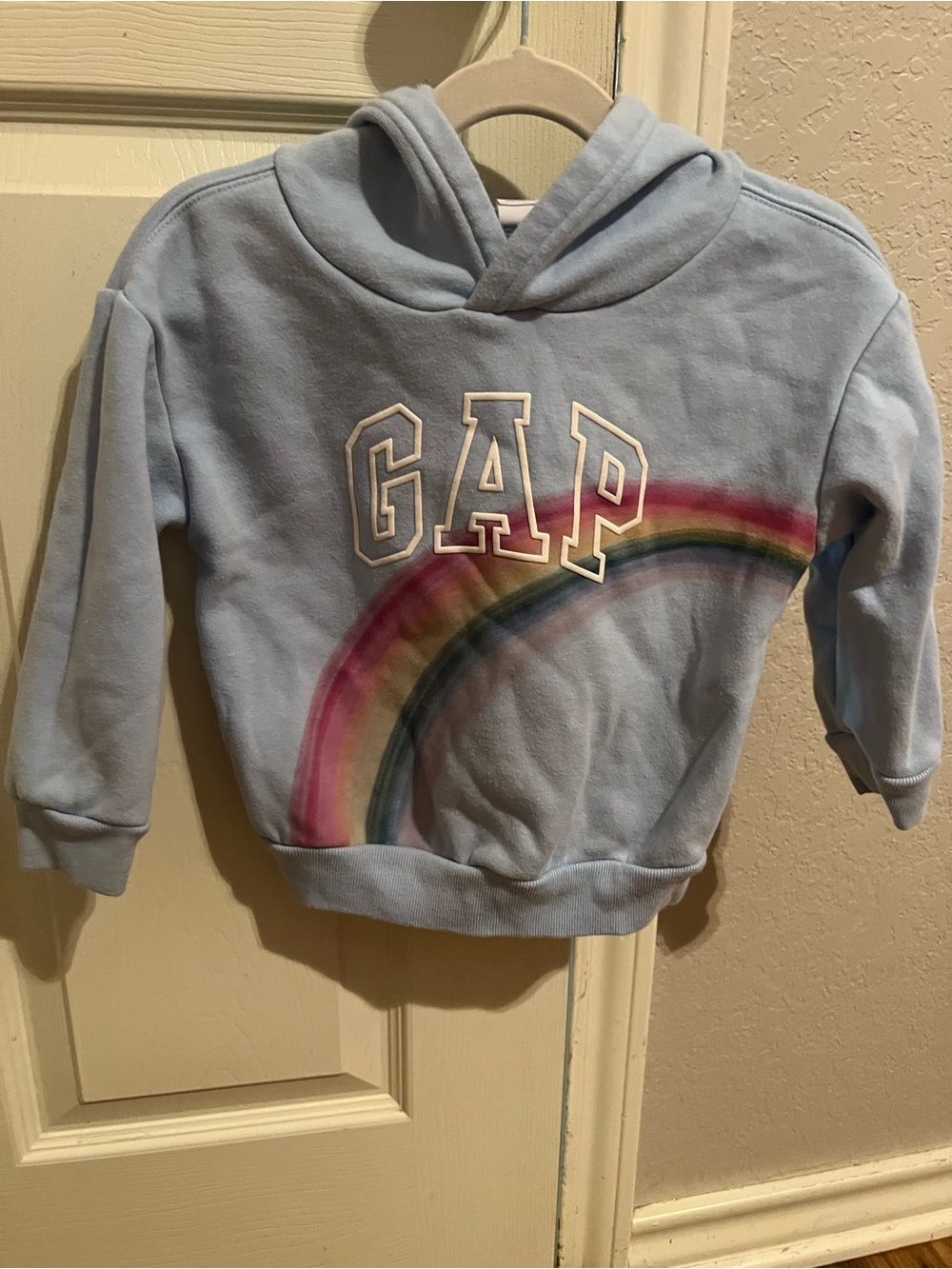 GAP Light Blue Hoodie with Rainbow Arch